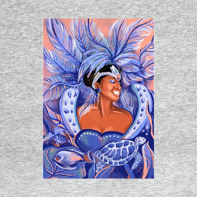 Afro Girl Celebrating Carnival Fashion Print by Cindy Rose Studio by cindyrosestudio